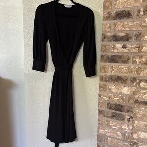 To the Max Black Long Sleeve Wrap Dress